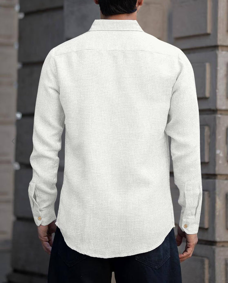 Men Regular Fit Shirt with Spread Collar
